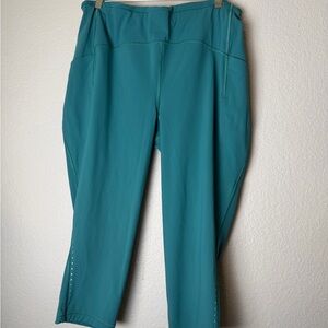 Lululemon High-Rise 23” Crop Leggings Size 18 Teal w/ Pockets Adjustable Waist